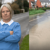 Sewage flows down streets in Drakes Broughton.
