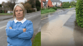 Sewage flows down streets in Drakes Broughton.