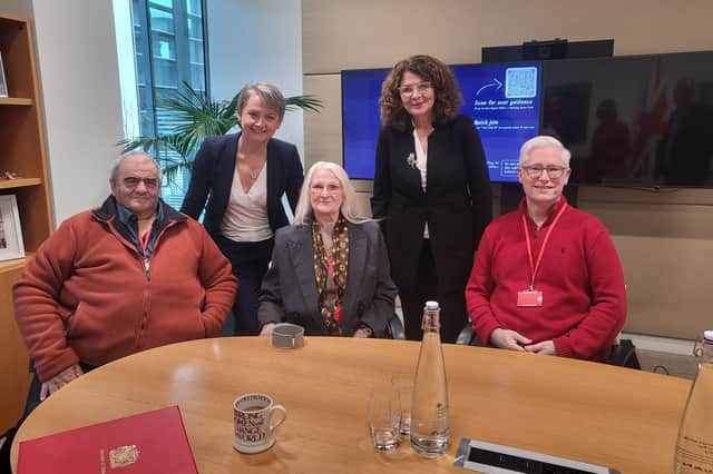 From left, chairman of Brunswick PACT group in Blackpool Brian Roberts, Home Secretary Yvette Cooper, Annie Valentine from Blackpool, policing minister Diana Johnson, and retired detective turned Sheffield cafe owner Tim Nye at the Home Office on November 21, 2024 to discuss NationalWorld's Silent Crime campaign