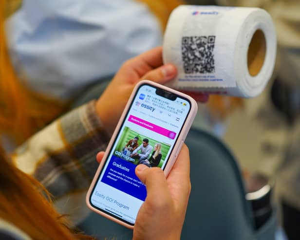 Essity hand out toilet roll to Nottingham University students as part of their recruitment drive.