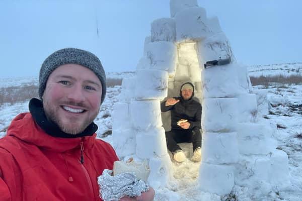 A pair of adventurous brothers built an igloo on Rivington Pike in Chorley