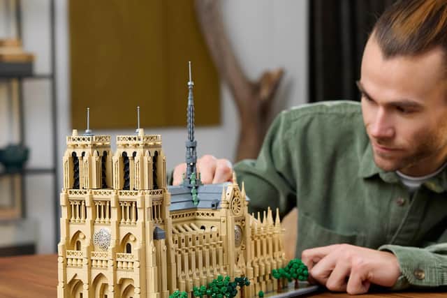 The Notre Dame set features details inside and out