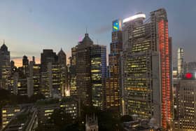 The view from the hotel room at The Murray, Hong Kong