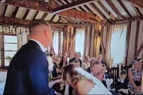 A groom accidently mixing up his words whilst saying his vows.