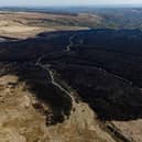 Aerial views show the aftermath after three blazes broke out at March Haigh Reservoir in Marsden. 