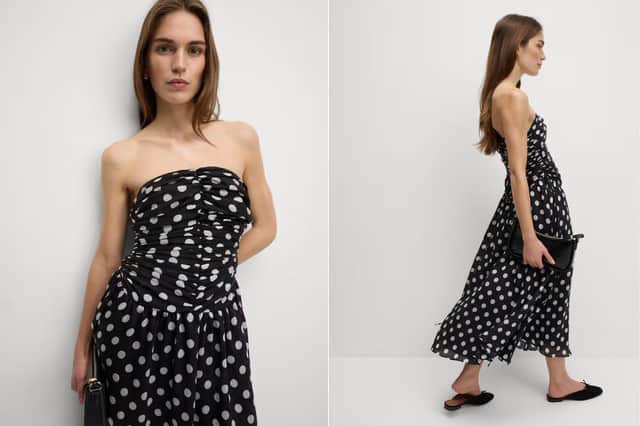 M&S Lyocell Rich Polka Dot Sweetheart Neckline Maxi Waisted Dress £79