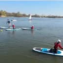 A paddle boarding class