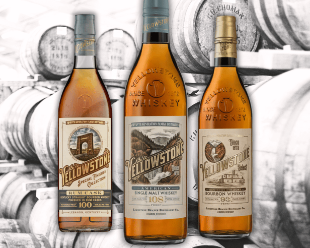 Yellowstone’s whiskey lineup, featuring their standout American Single Malt alongside two bourbon expressions.
