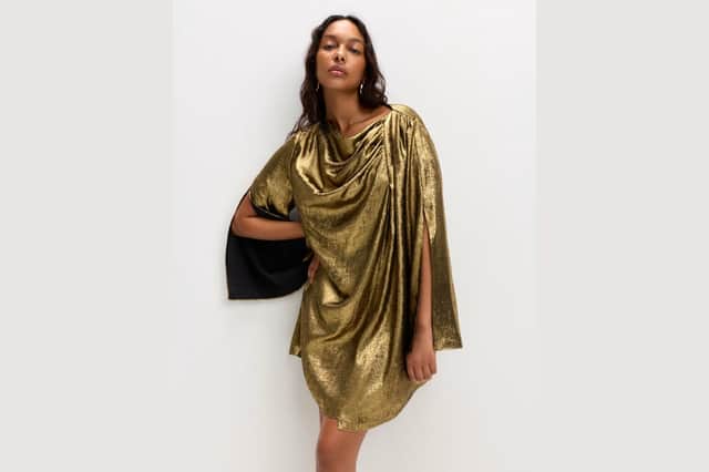 M&S Metallic Draped Mini Dress