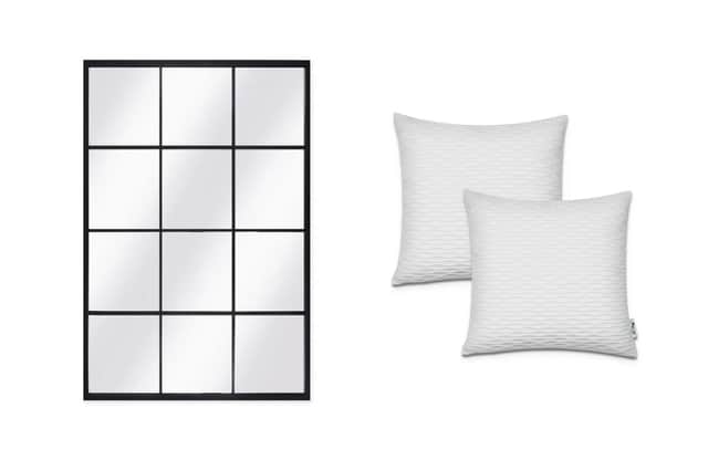 Fulbrook rectangular outdoor mirror and Chino cushion covers