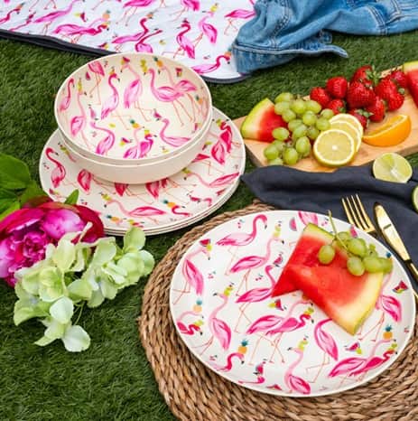 Sara Miller London Fabulous Flamingo Picnic Plates and Bowls