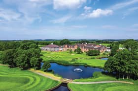 A bird’s-eye view of Formby Hall Golf Resort & Spa reveals its impressive setting, surrounded by sweeping fairways and beautifully landscaped grounds.