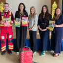 Staff at St Botolph’s School, Quarrington, joining in the Heli Heroes Challenge.