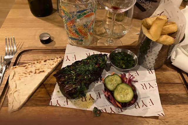 A piece of brisket and beef dripping chips at the Fyr restaurant at the Solent Hotel and Spa