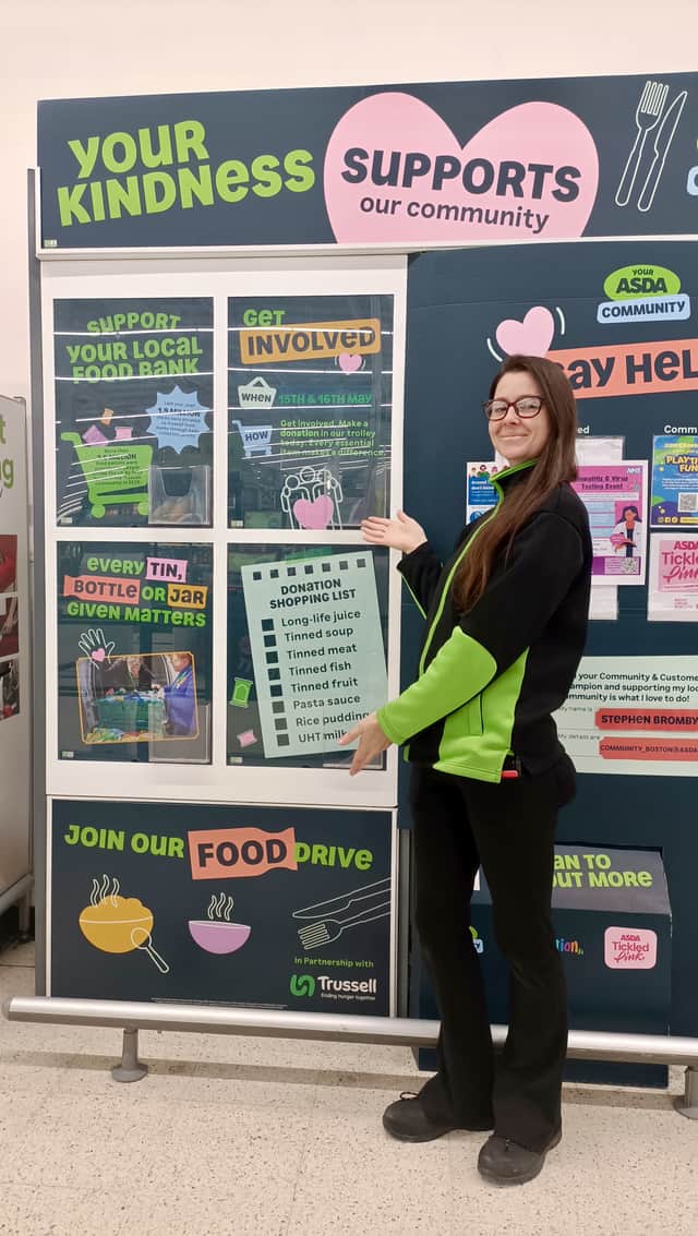 Asda Boston's Charlotte King, with the in-store awareness display at the Lister Way supermarket 