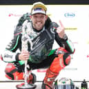 Peter Hickman with the Senior TT trophy he won in 2022