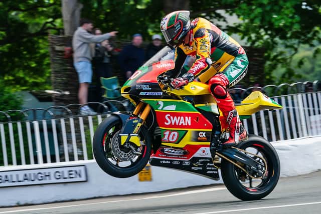 Peter Hickman on his way to winning the 2024 Supertwin TT in 2024 on the Swan Yamaha