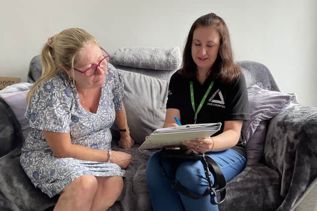 Green Doctor Team Leader Debbie (right) supporting a household