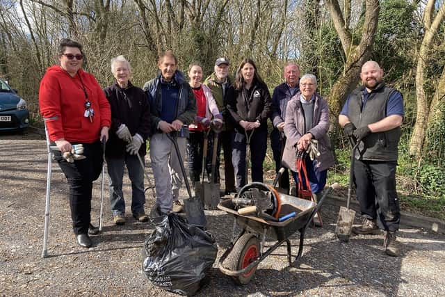Marion Farrell of Groundwork Five Counties (in middle wearing black) with a 'Friends of' volunteering group