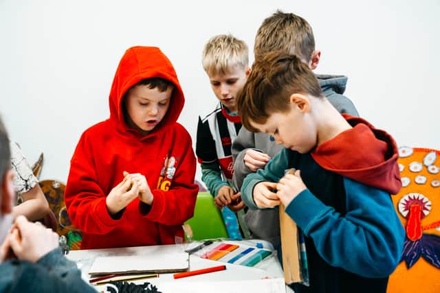 Children and young people take part in a creative workshop at Our Big Picture's arts and heritage hub in Grimsby, developing new artistic skills as part of the organisation's year-round creative programme.