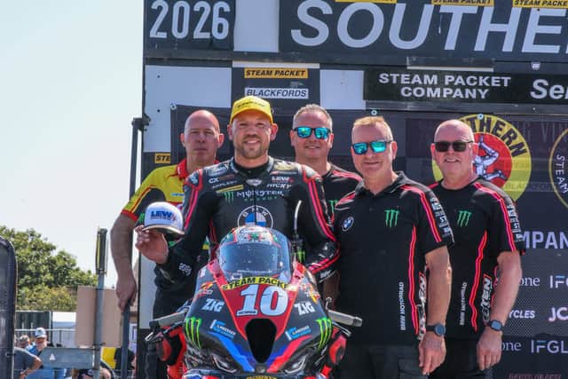 Hickman with the 8TEN Racing team after taking second place at Southern 100