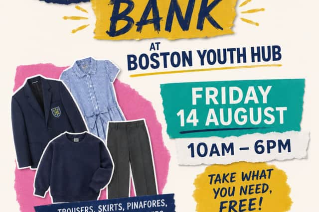Information poster for the free school uniform event on Friday 14 August