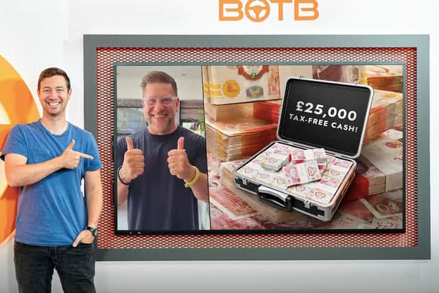 BOTB winner Mike Spells with presenter Christian Williams