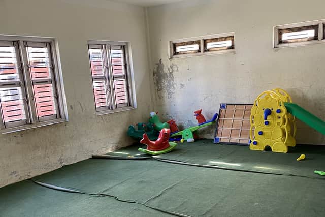 The infant's room at the Nepal School before refurbishment