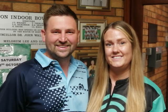 Matt and Louise Whyers, winners of the Mixed Pairs by 21-13 in the recent Top Club match against Lincoln