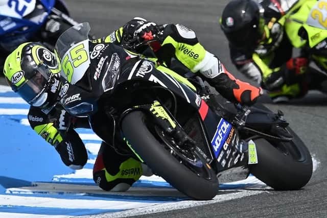 Harrison Dessoy in race action at Jerez