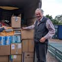 Rtn. Bill Emms and wife Phillipa deliver goods to Cambridge for onward travel to Ukraine