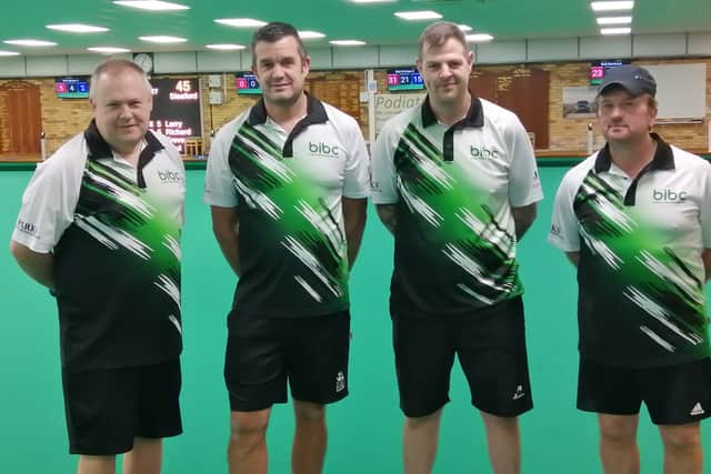 Ian Clark, Chris Gill, skip Alex Tomlin and Dave Allen after their closely fought game saw victory on the last end, 23-20