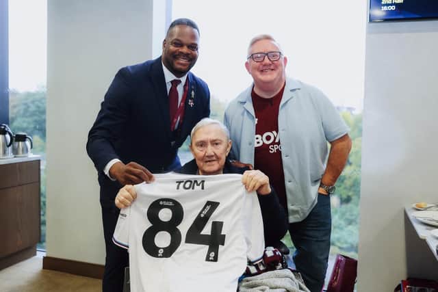 Tom Law with a personalised West Ham United shirt