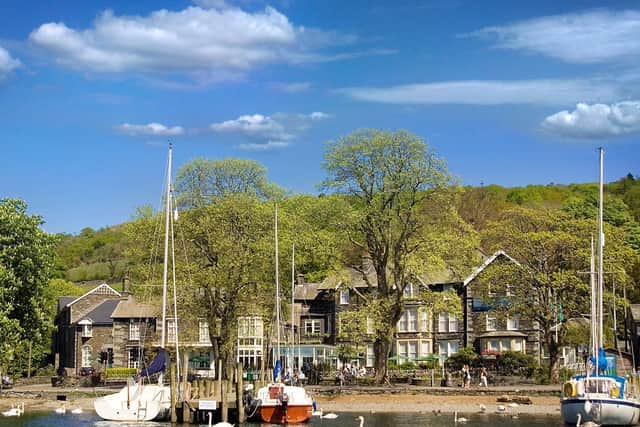 The outside of the hotel viewed from Windermere