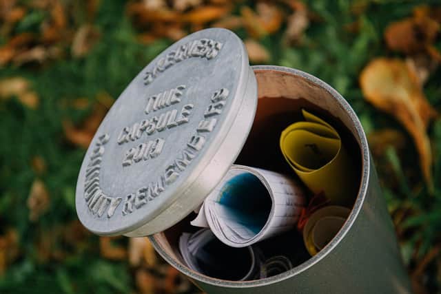 The time capsule buried in Tower Gardens, Skegness.