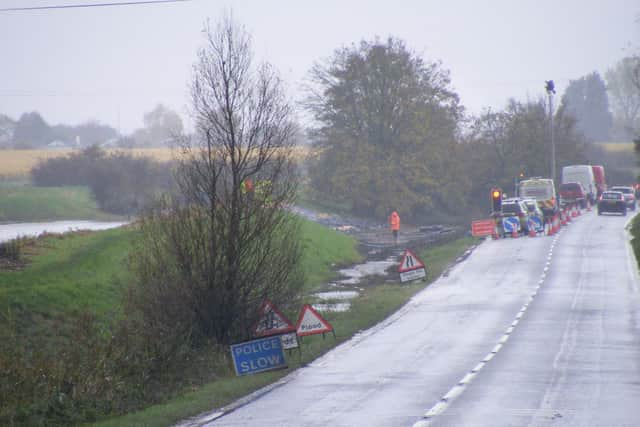 Environment Agency engineers have been on site making emergency repairs to the banks of the River Skirth at Billinghay to prevent flooding after forecasts of two days of heavy rain.