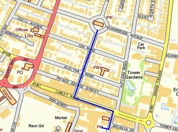Route of the Remembrance Day parade in Skegness.