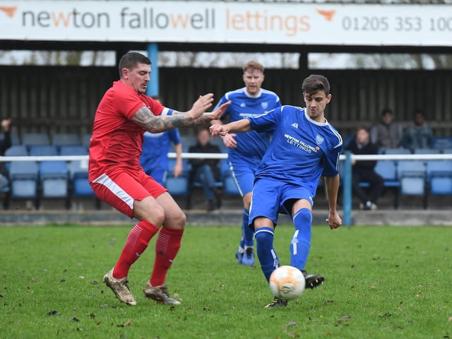Boston Town v Cogenhoe football action.