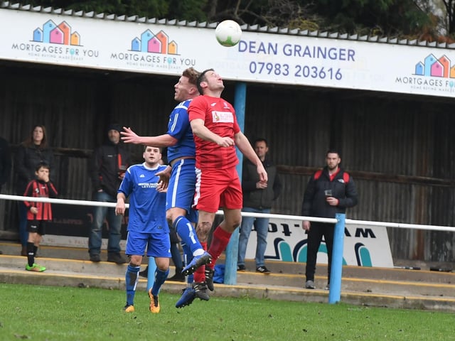 Boston Town v Cogenhoe football action.