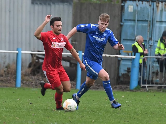 Boston Town v Cogenhoe football action.