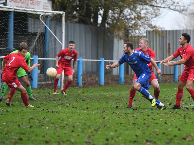 Boston Town v Cogenhoe football action.