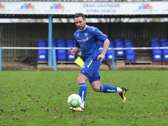 Boston Town v Cogenhoe football action.