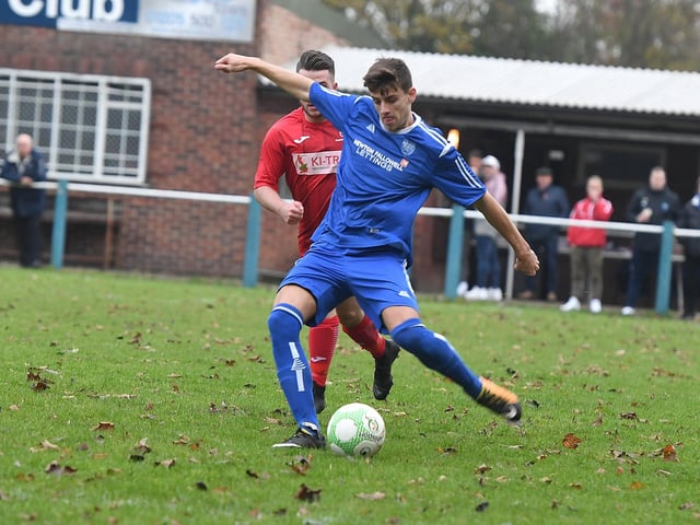 Boston Town v Cogenhoe football action.
