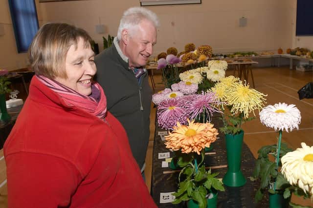 Spilsby and District Chrysanthemum Show. Jacqueline and Richard Redmile of Boston. EMN-191126-150302001