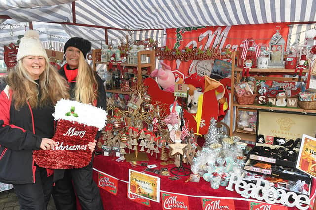 Skegness Christmas Market. From left,  Aly Linter and Dolly Goodey of Goodey's, Butterwick.