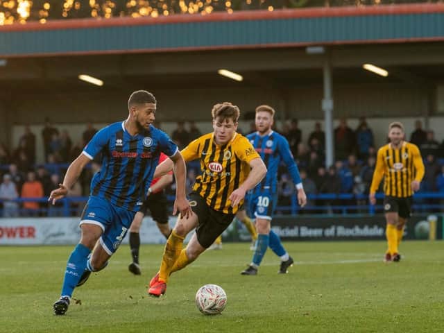 Alex Whittle in action at Rochdale. Photo: @russelldossett
