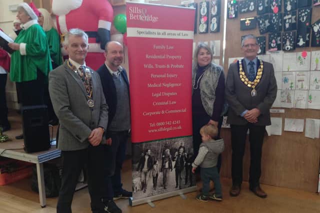 Spilsby Cracker day is organised by the Rotary Club of Spilsby. Pictured are (from left) Ian Steltner, president The Rotary Club of Spilsby, Bruce Knight of Spilsby Theatre, Kirsty Baxter of Sills & Betteridge and Spilsby Mayor Coun Terry Taylor.