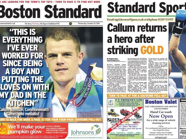 Boston boxer Callum Johnson returned to his home town a hero after winning gold at the Commonwealth Games in India in 2010. Further sporting glory would follow as a professional.
