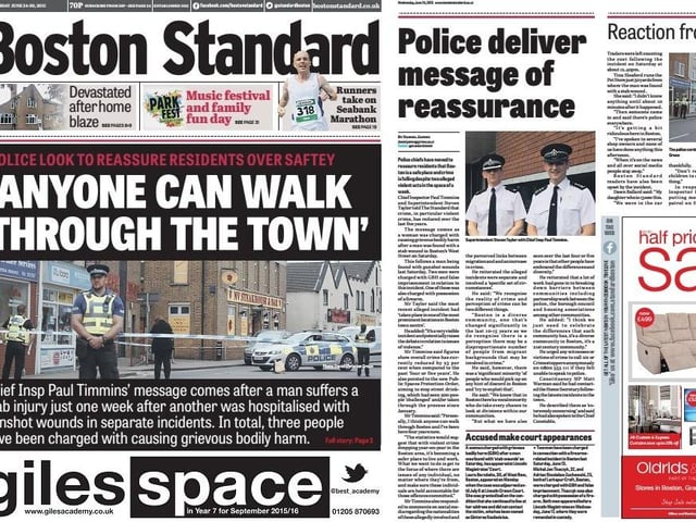 Police moved to reassure residents that Boston was a safe place following a number of violent acts in the town. In early 2016, Boston would be branded the 'most murderous' place in England and Wales (based on two homicides and eight attempted murders).