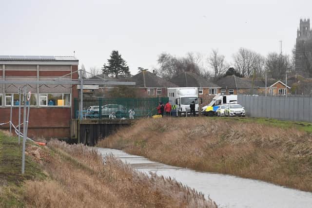Police presence at the pumping station where the body was found